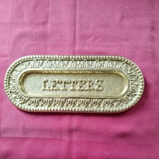 Solid Brass Letter Box Vintage Ornate Oval Design 23.5x9.5cm opening 17x3.6cm
