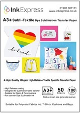 100gsm A3+ Subli-Textile Fabric Specific Heat Press Sublimation Paper 50 sheet