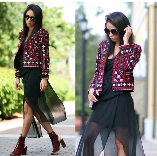Zara red black - red, embroidered
