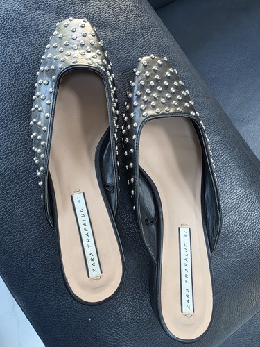 Zara black studded flats - studded,
