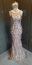 Quiz Rose Gold Sequin Long