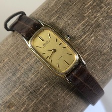 Vintage Seiko Lassale Women 8420-5489 Dress Gold Dial Leather Quartz 13mm Watch
