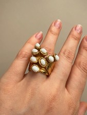 Yves Saint Laurent YSL Arty ring with white cabochons