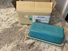 NIB Le Creuset Stoneware Signature Turquoise Covered Butter Dish With Lid