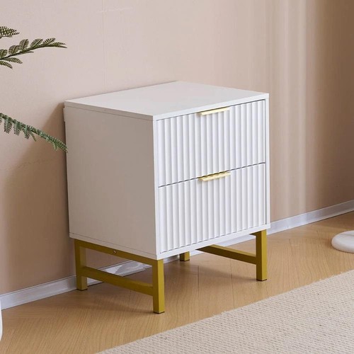 Modern white bedside table - bedside,