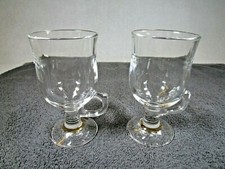 2 Lovely Vintage Arcoroc France Clear Glass Pedestal Irish Coffee Mugs 225ml