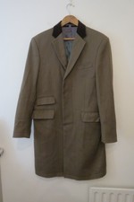 STEFANO CONTI CHESTERFIELD COVERT COAT UK 40 BROWN VELVET COLLAR ENGLAND ENGLISH