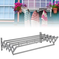Wall Mounted Drying Rack Clothes Airer Laundry Indoor Outdoor Folding Dryer