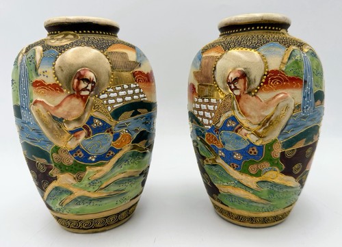 Japanese satsuma vase moriage - vase,