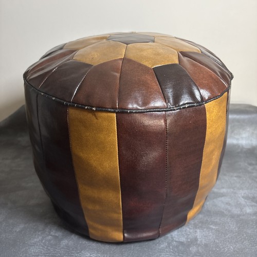 Vintage leather pouffe - vintage,