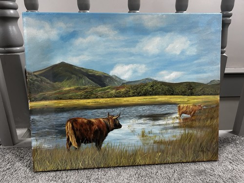 Hand painted highland cow - painted,