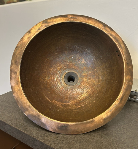 Copper bathroom sink made - bathroom,