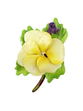 SylvaC Staffordshire Brooch Pin Yellow Pansy Flower Bone China England Vintage