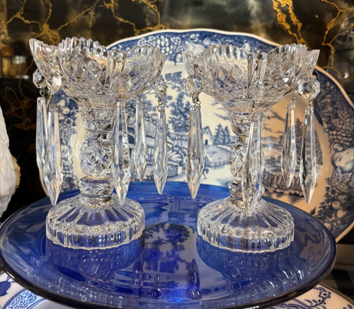 Vintage pair mantle - pair, lusters