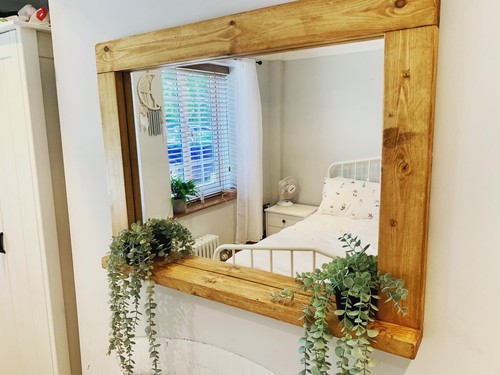 Rustic wood mirror - wood, –