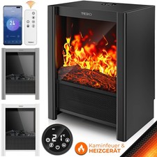 TRESKO® Electric Fireplace with Heater Electric Fireplace LED Freestanding Fireplace Fan Heater