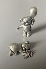 Vintage Pewter Teddy Bears  By Alchemy Pewter Sheffield 1996/1991 4.5cm/3cm
