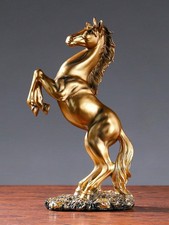Gold Rearing Horse Statue Resin Decorative Ornament Victory Home Office Decor