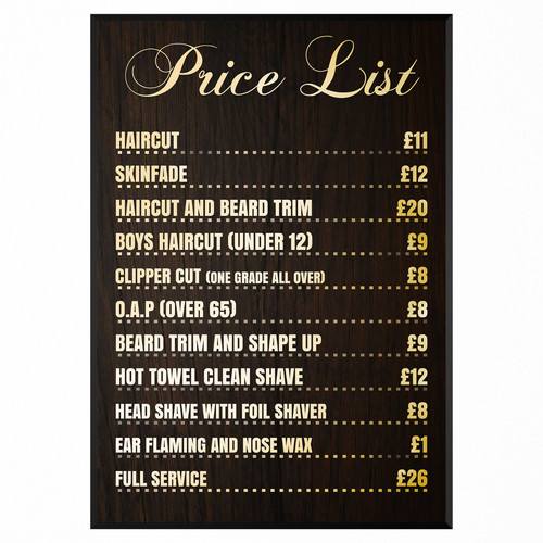 Barber shop price salon list - shop,