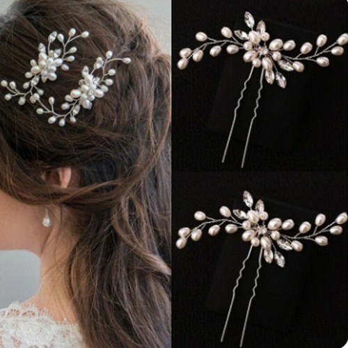 Flower pearls wedding hair - flower,
