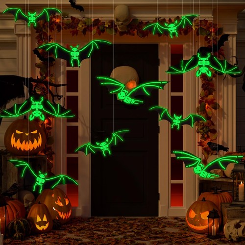 12pcs halloween hanging bats - halloween,