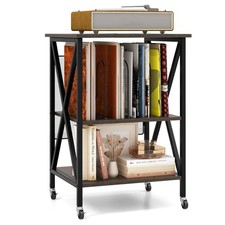 COSTWAY Record Player Stand Turntable Stand w/ Divider-Gray