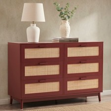 Dusk Isla Burnt Red & Rattan 6 Drawer Chest of Drawers RRP £181