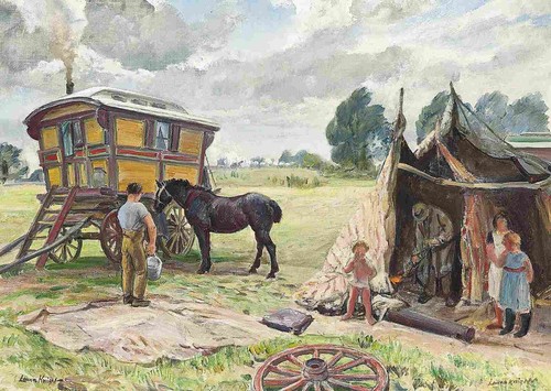Laura knight gypsy wagon and - laura,