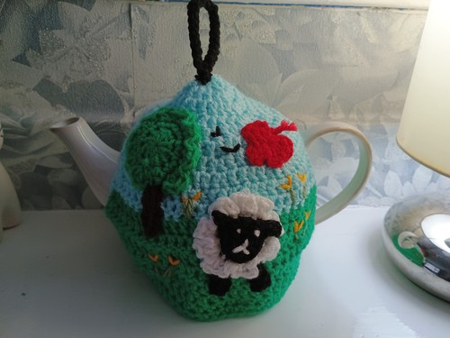 Knit crochet sheep tea - knit,