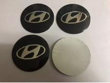 4x Sticker HYUNDAI Wheel Centre Cap Hub 3D Logo 56mm Black Stickers