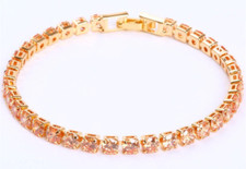 Luxury 4mm Cubic Zirconia Tennis Bracelets Iced Out Chain Crystal Wedding GOLD