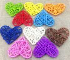 50 Pack Rattan Wicker Heart Wedding florist White Silver Red White Yellow Blue