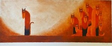 TONI GOFFE "WHY ME ?" Hand Signed Limited Ed. cat Lithograph British UK ARTIST