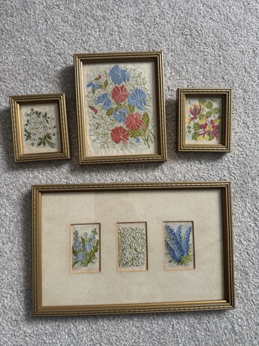 Vintage framed floral - floral, silk