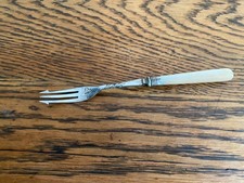 ANTIQUE 19TH C HALLMARKED SILVER ORNATE  TRIDENT PICKLE FORK