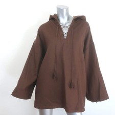 Nili Lotan Samara Oversized Hooded Poncho Brown Wool-Blend One Size