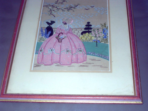 Vintage framed embroidery - vintage,