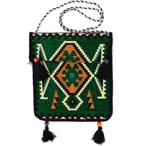 Emerald green kilim messenger - emerald,