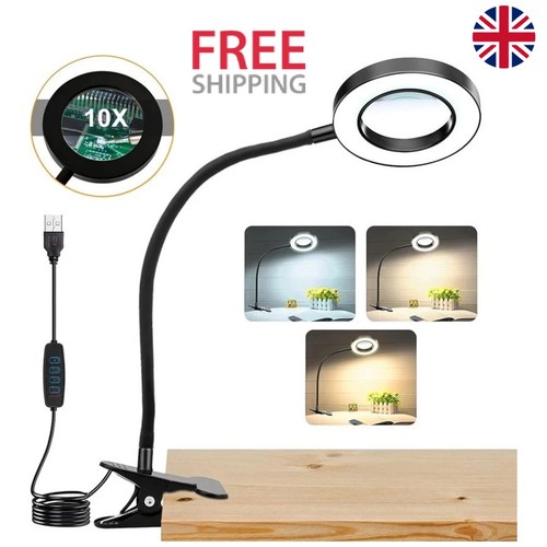 10x magnifier glass led desk - 10x,
