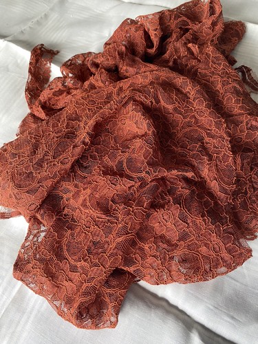 Rust orange floral lace - rust,