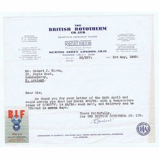 1950 Billhead-British Rototherm Co, Merton Abbey, London; Scientific Instruments