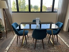 Gorgeous Italian Dining Table with 4 Chairs – Bronze & Glass