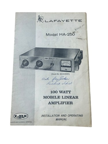 Vtg lafayette 250 100w - ha-250,