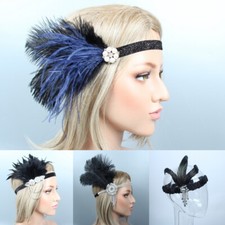 Women's Elastic Feather Headband Hair Band Party Elegant Headpiece Headdress UK