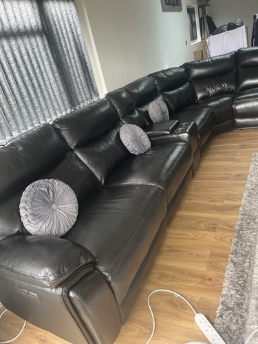 Dfs black leather seater - dfs, 6