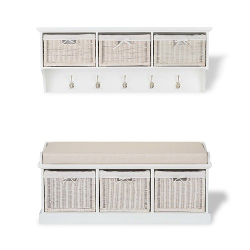 White hallway bench and coat - white,