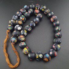Vintage Venetian Style Millefiori Face Glass Beads Strands Necklace 16-17mm 20in