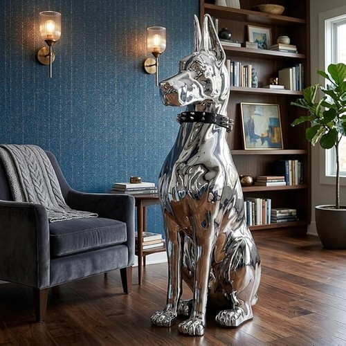 Large doberman gold silver - gold,