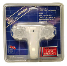 VTG Moen Aqua Stream White Two Handle Bathroom Sink Faucet Drain Assembly 84414