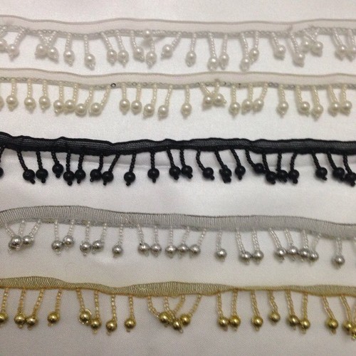 Pearl beaded fringe - pearl,